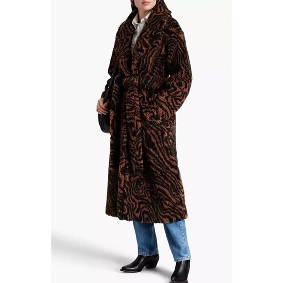 A.L.C. Anderson Tiger Stripe Faux Fur Retro Coat Size Size XS - Picture 1 of 15